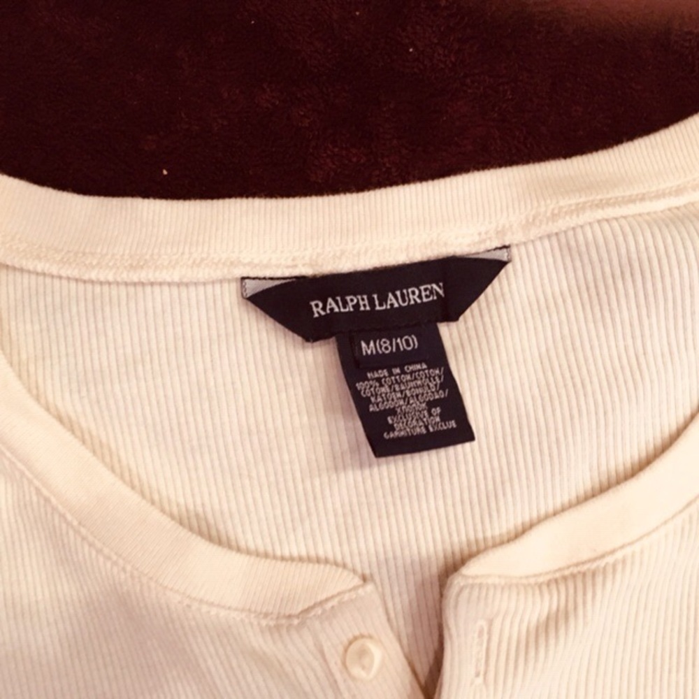 NWT Ralph Lauren Girls Cream Henley Ruffle Dress M 8/10 🏷️✨ - Picture 2 of 5